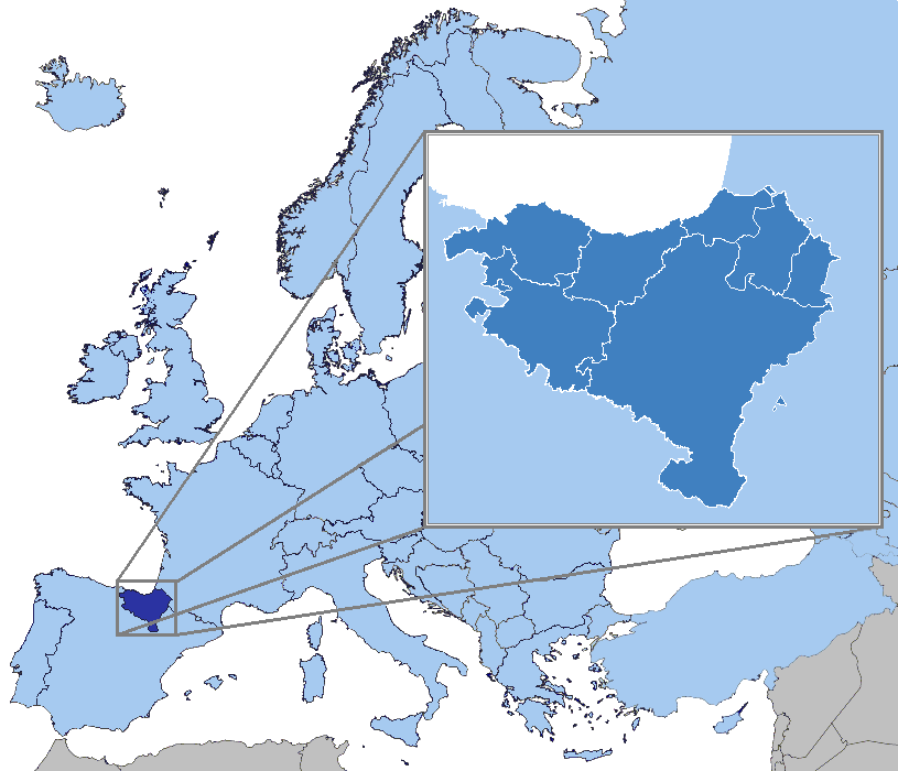 Map showing the Basque Country within Europe